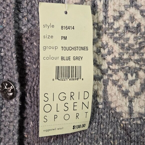 Vintage Sigrid Olsen Sport Knitted Petite Sweater Blue Grey Angora Wool Snowflak - Picture 5 of 7
